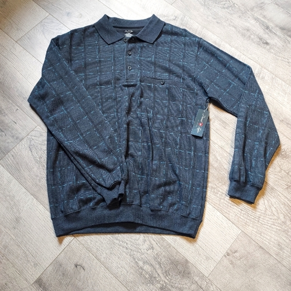 David Taylor men's blue golf polo sweater - medium